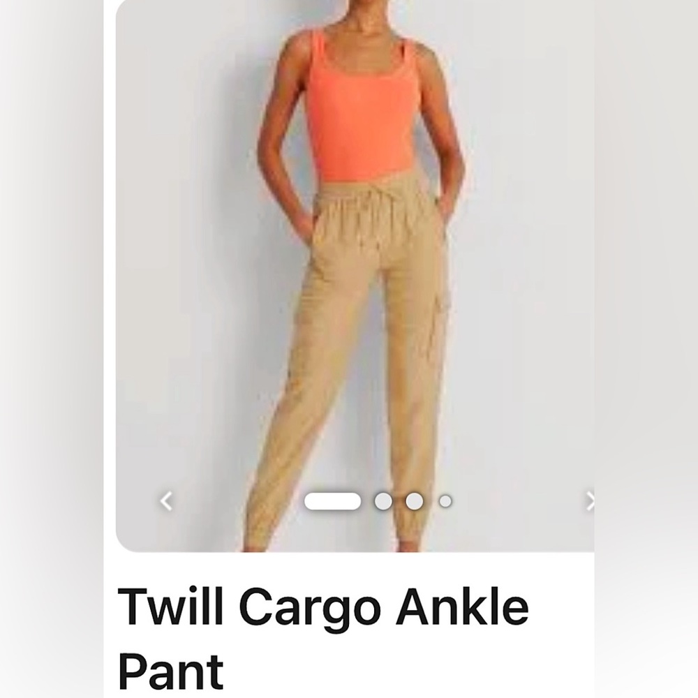 Ralph Lauren Tan Twill Cargo Ankle Pants